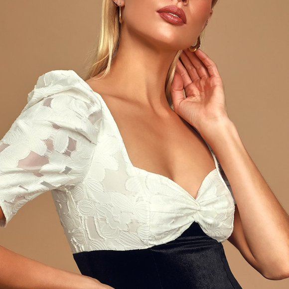 Ali & Jay Puff Sleeve Jacquard Velvet Bodycon Dress S - Picture 4 of 16